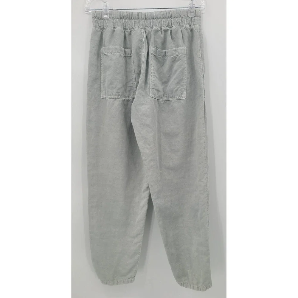 ZARA Linen Blend Joggers Women Pants M Crop Coastal Bohemian Minimalist Beach